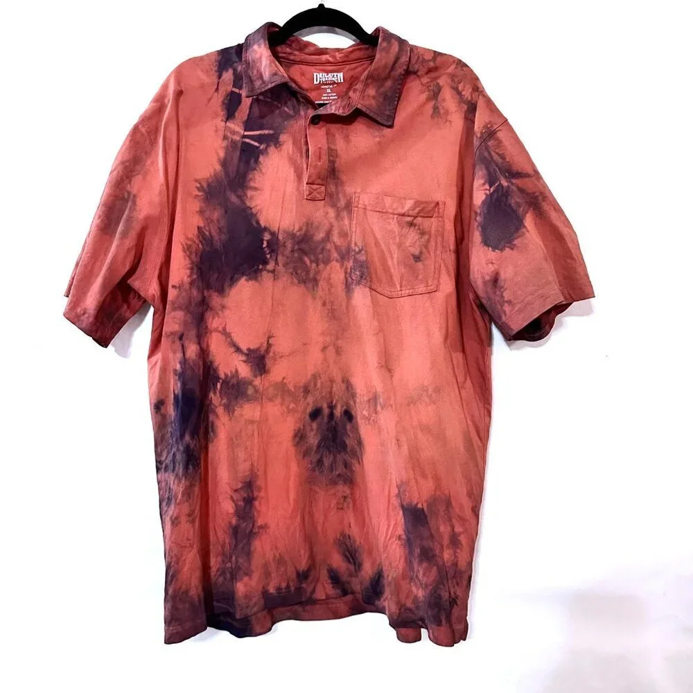 Duluth Tie Dye Brown Blue Orange Tee Shirt Size XL Extra Large Polo Cotton